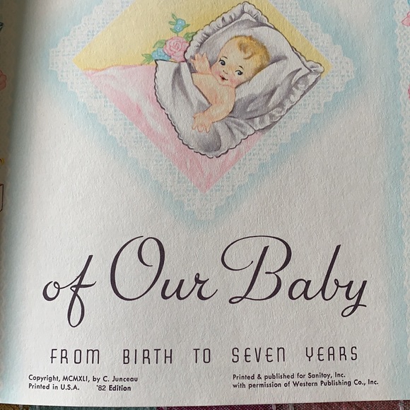 Sanitoy Inc. Vintage 1982 Baby Memory Keepsake Hardcover Book Birth to Age 7 - Picture 3 of 9
